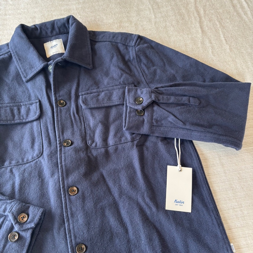 Katin Shiloh Solid Flannel Shirt Jacket Navy Blue Mens Small‎ FA24FNSHS-PNVY-S